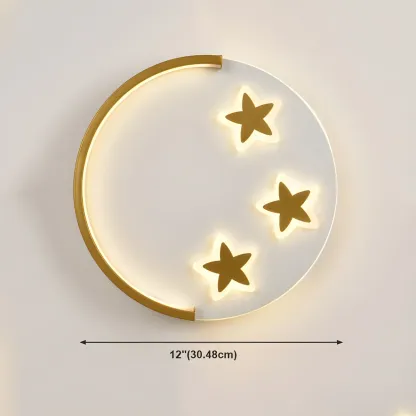 Circular LED Wall Sconce with Cartoon Pattern for kids Bedroom
