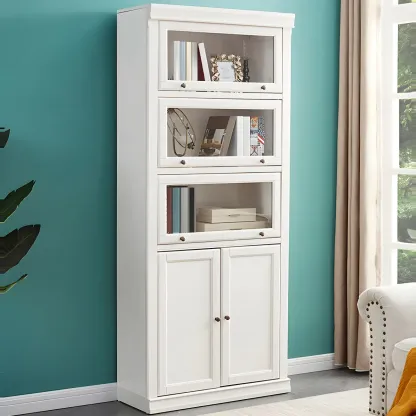 Modern Wooden Bookcase with Glass Doors for Office