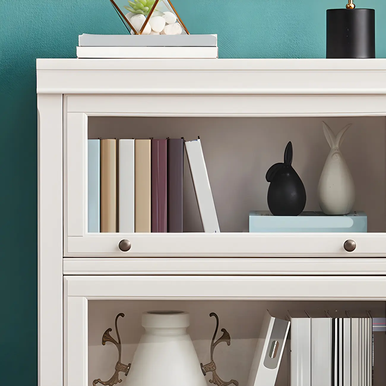 Modern Wooden Bookcase with Glass Doors for Office | homeyfad