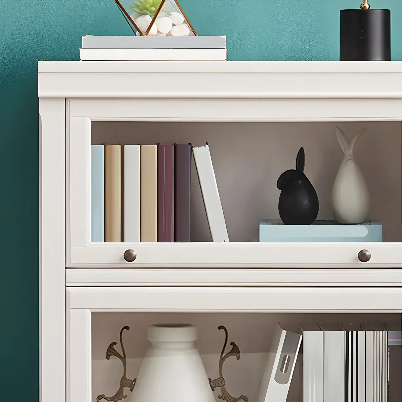 Modern Wooden Bookcase with Glass Doors for Office