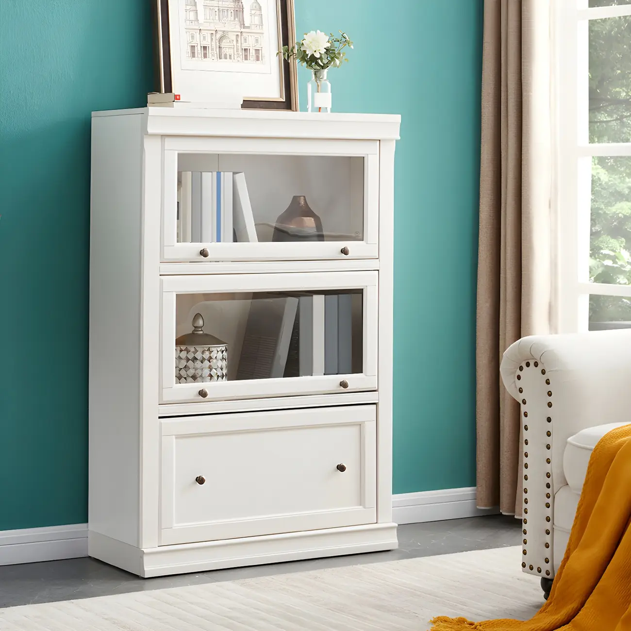 Modern Wooden Bookcase with Glass Doors for Office | homeyfad