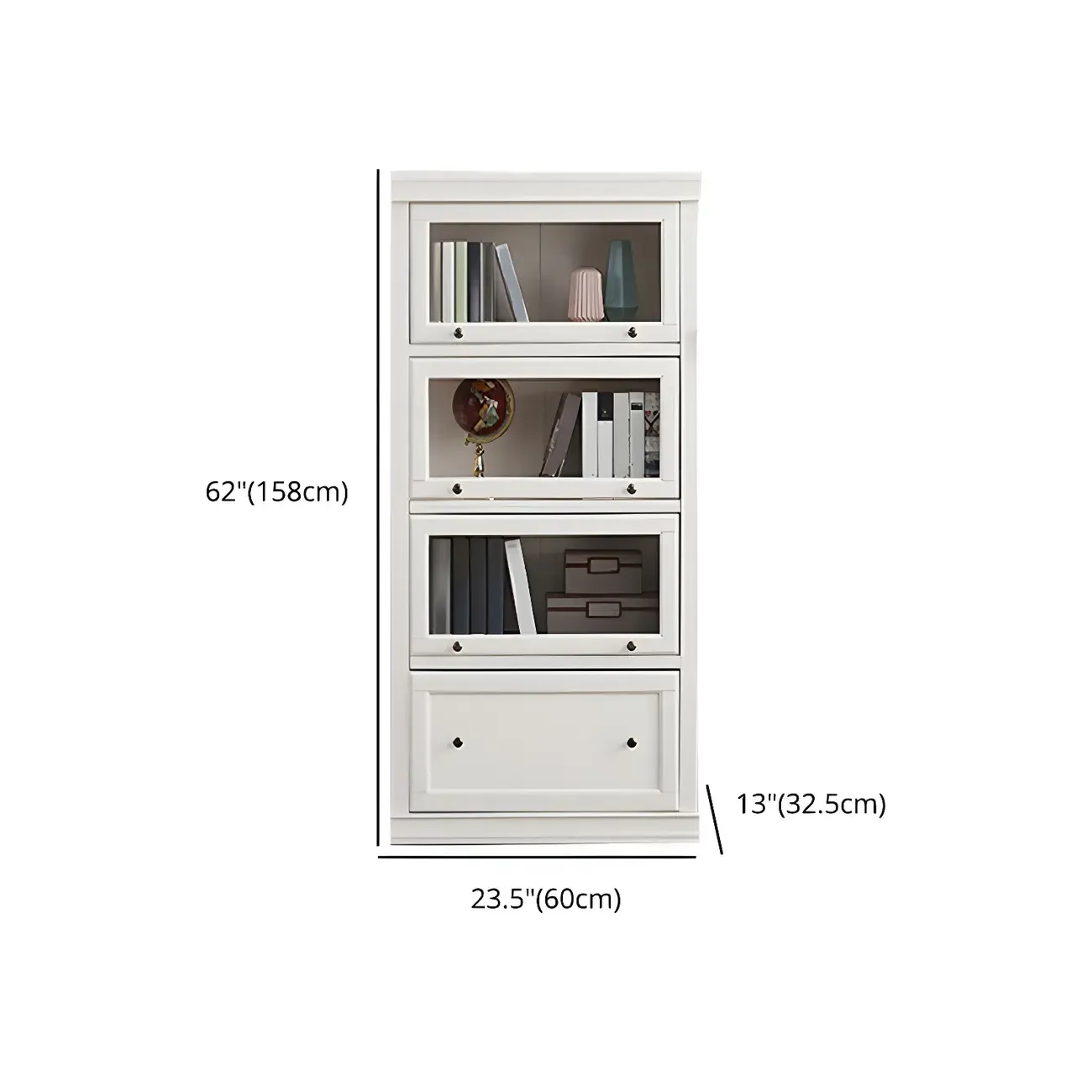 Modern Wooden Bookcase with Glass Doors for Office