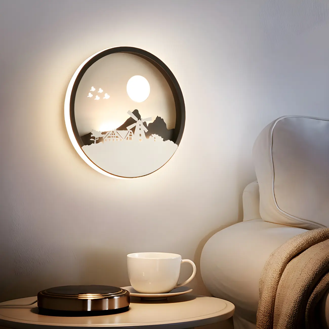 Kids Circular LED Wall Sconce with Remote for Bedroom  | homeyfad
