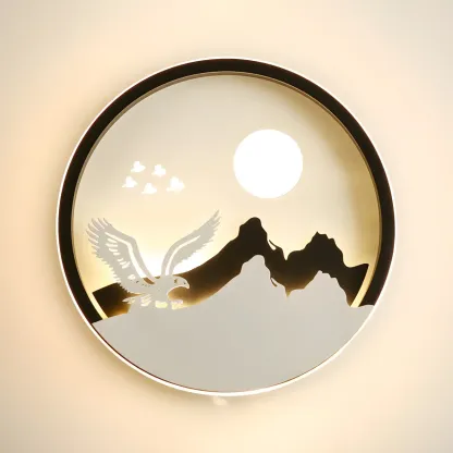 Kids Circular LED Wall Sconce with Remote for Bedroom 