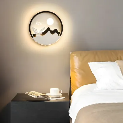 Kids Circular LED Wall Sconce with Remote for Bedroom 