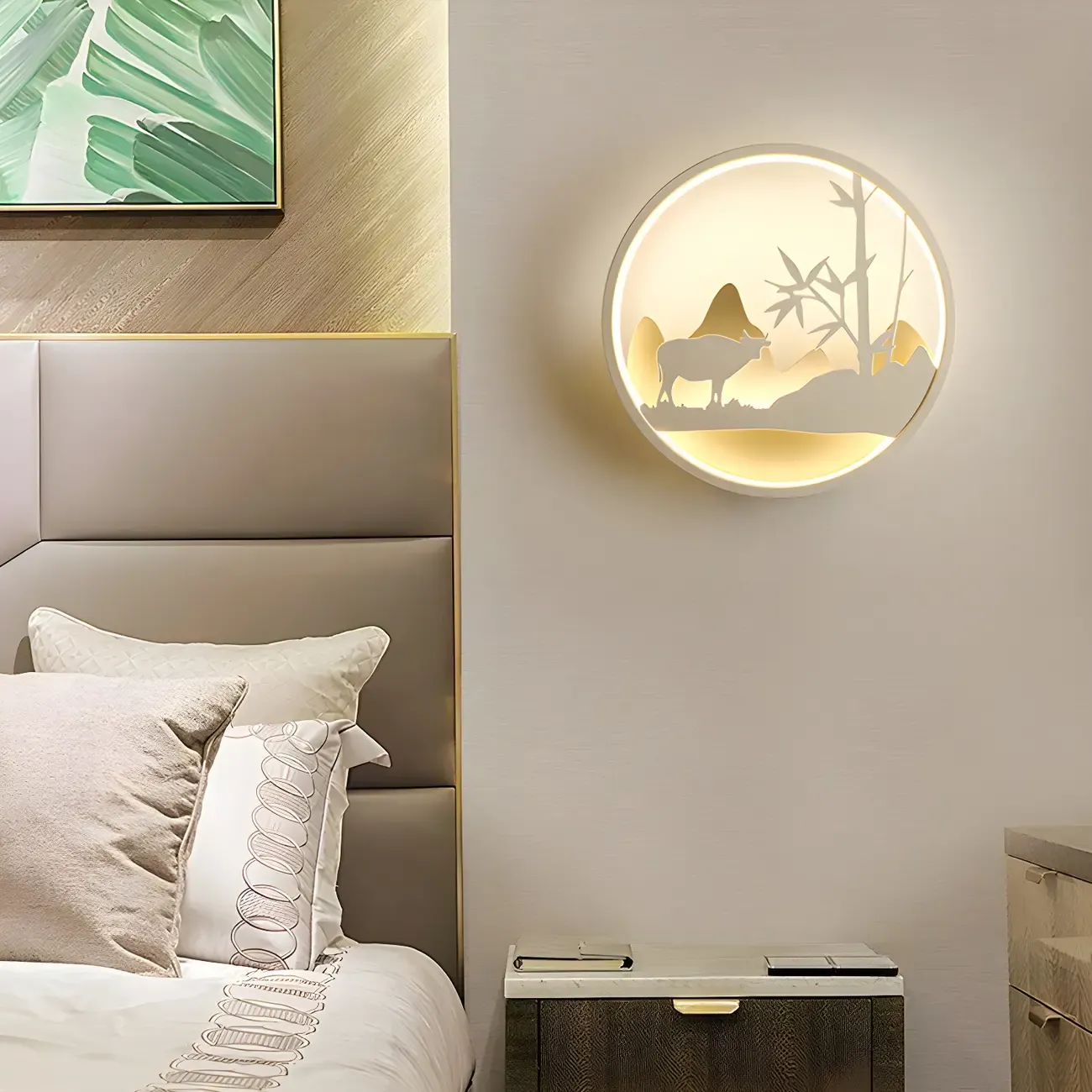 Kids Circular LED Wall Sconce with Remote for Bedroom 