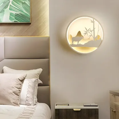 Kids Circular LED Wall Sconce with Remote for Bedroom 