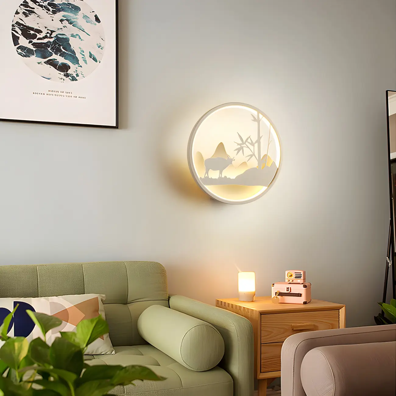 Kids Circular LED Wall Sconce with Remote for Bedroom  | homeyfad