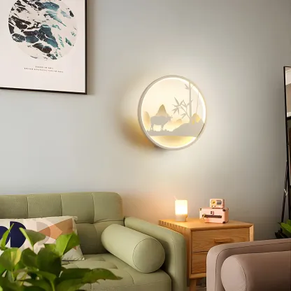 Kids Circular LED Wall Sconce with Remote for Bedroom 