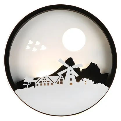 Kids Circular LED Wall Sconce with Remote for Bedroom 