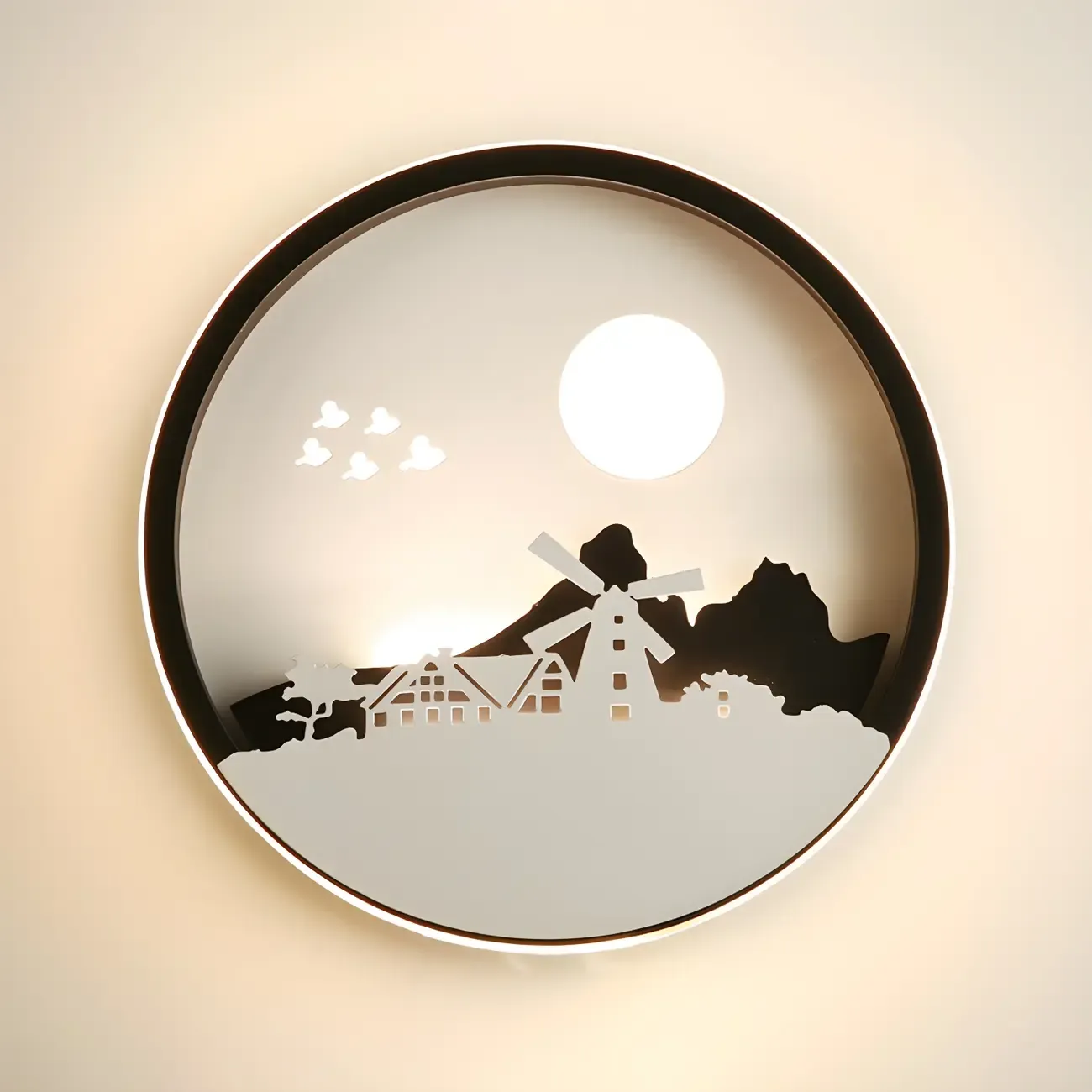 Kids Circular LED Wall Sconce with Remote for Bedroom 
