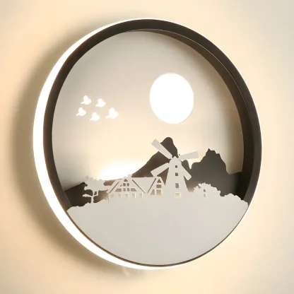 Kids Circular LED Wall Sconce with Remote for Bedroom 