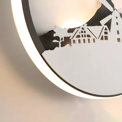 Kids Circular LED Wall Sconce with Remote for Bedroom 