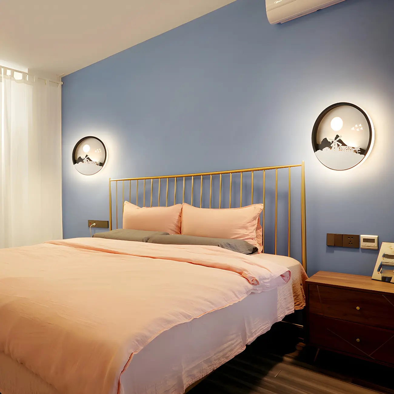 Kids Circular LED Wall Sconce with Remote for Bedroom  | homeyfad