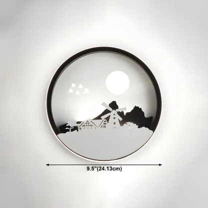 Kids Circular LED Wall Sconce with Remote for Bedroom 