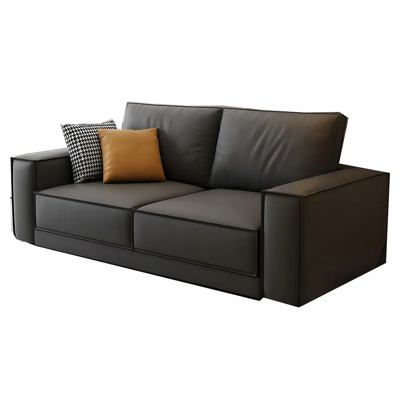 Modern Dark Gray Water Resistant Faux Leather Sectional Sofa Image - 2