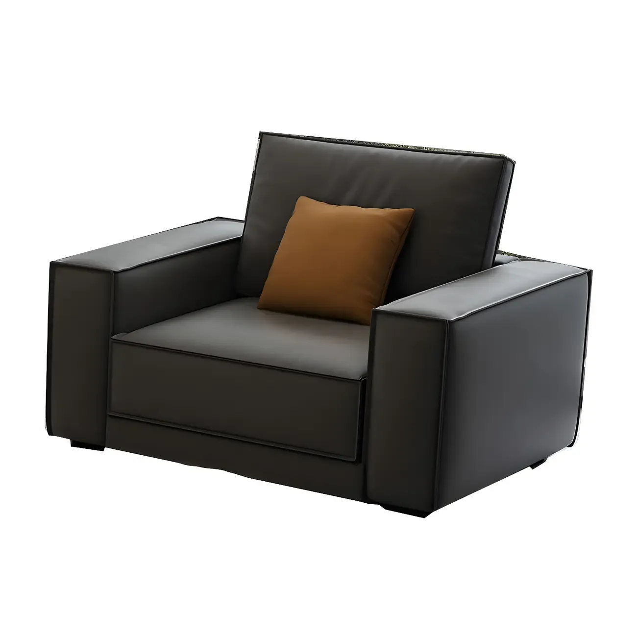 Modern Dark Gray Water Resistant Faux Leather Sectional Sofa Image - 7