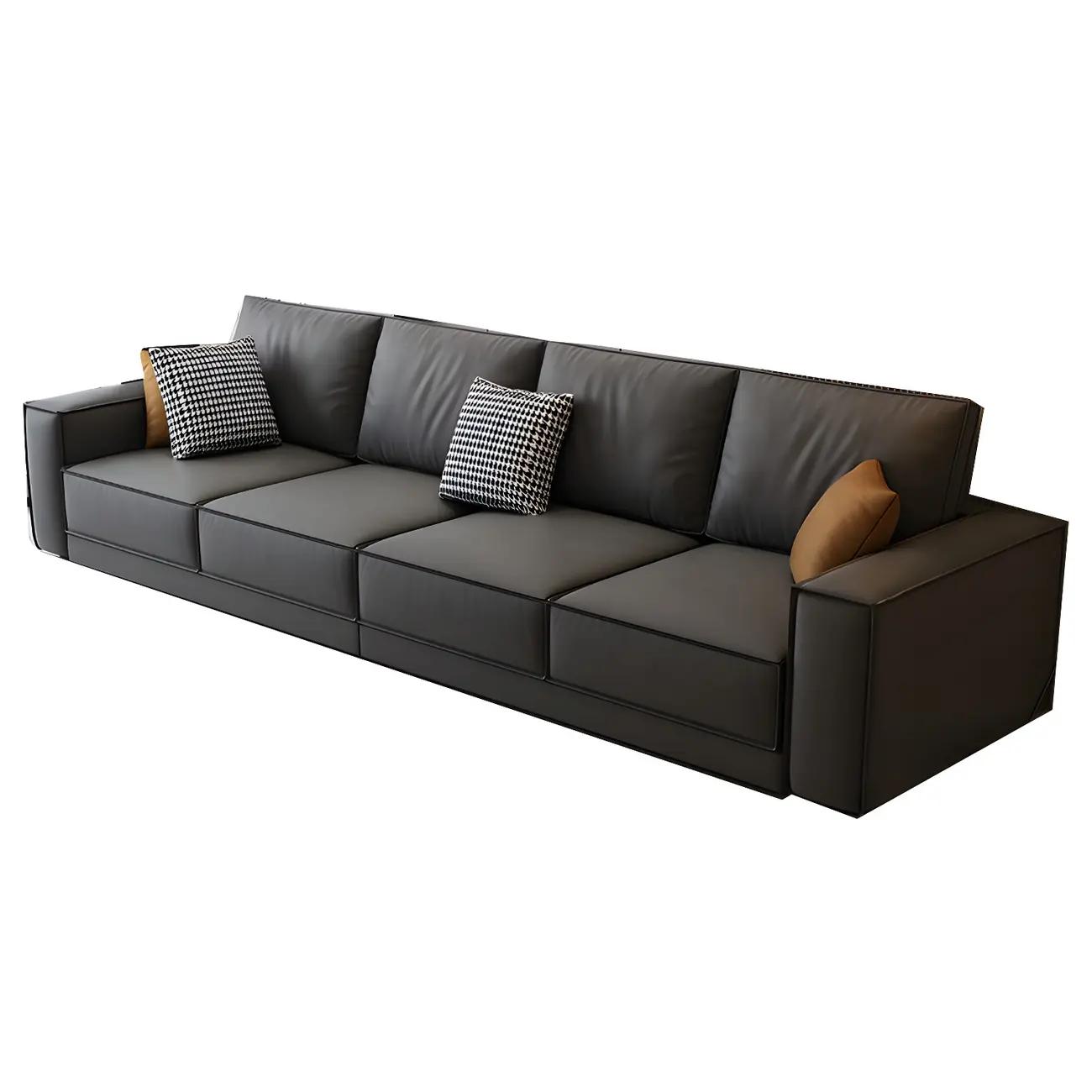 Modern Dark Gray Water Resistant Faux Leather Sectional Sofa Image - 8 | homeyfad