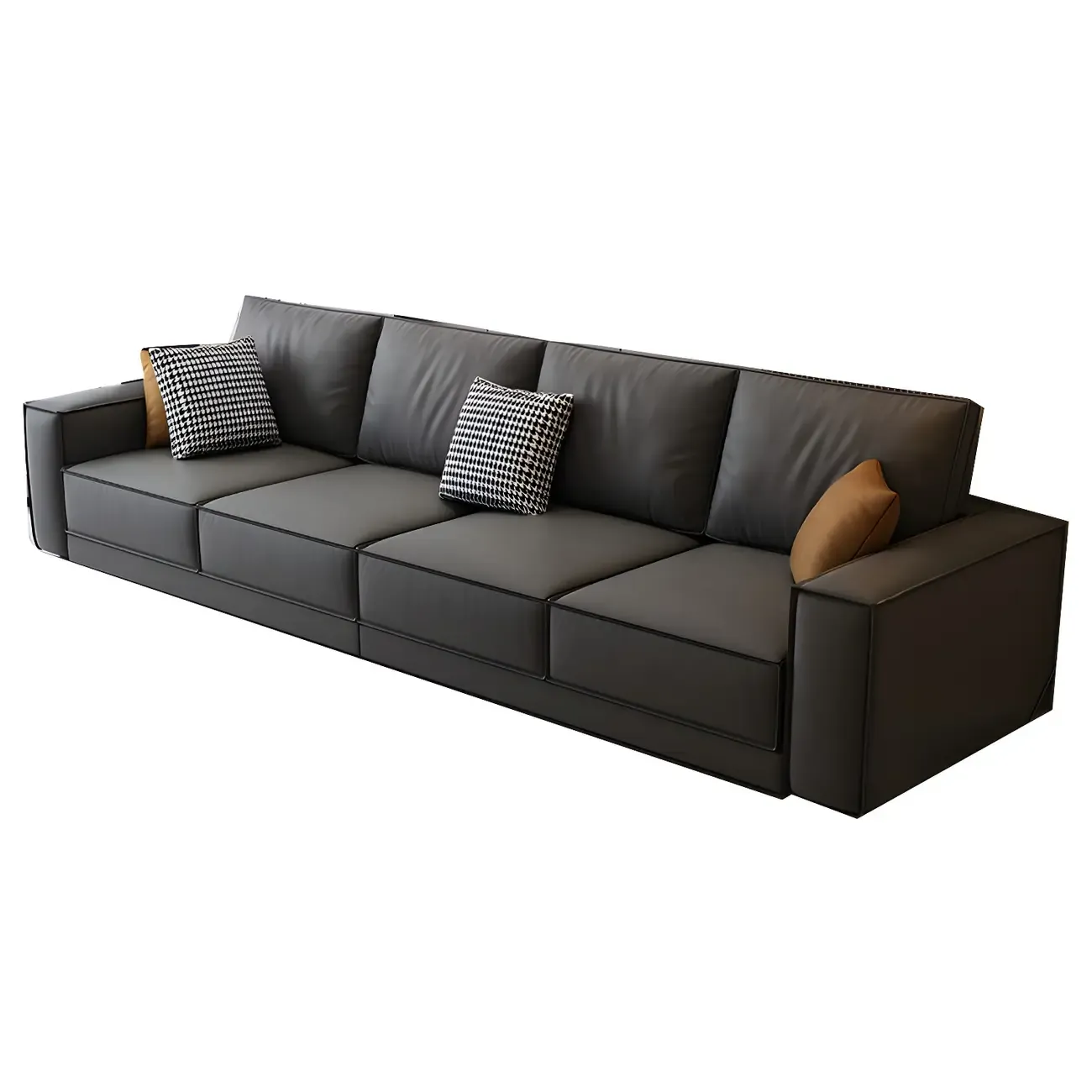 Modern Dark Gray Water Resistant Faux Leather Sectional Sofa Image - 8