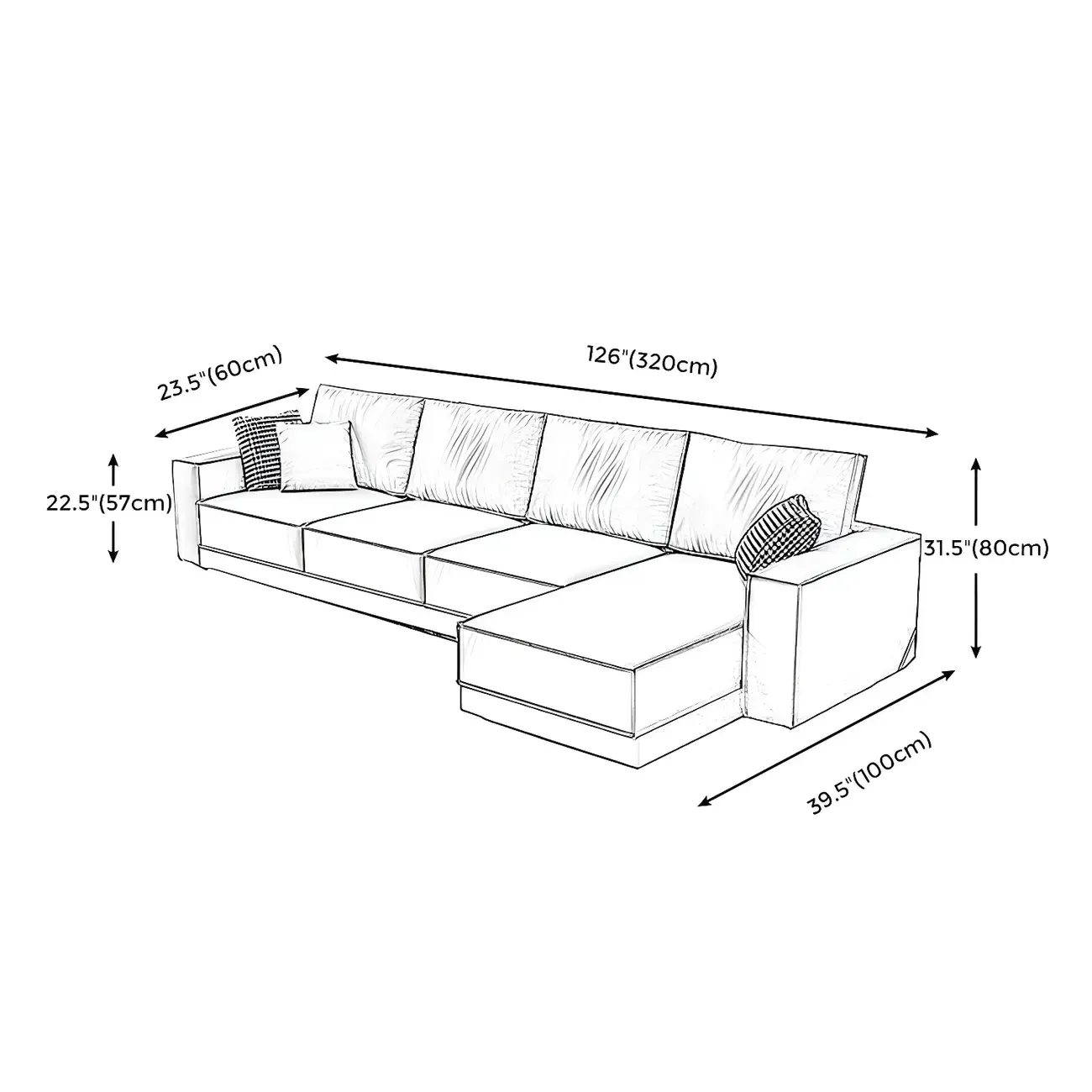 Modern Dark Gray Water Resistant Faux Leather Sectional Sofa #size