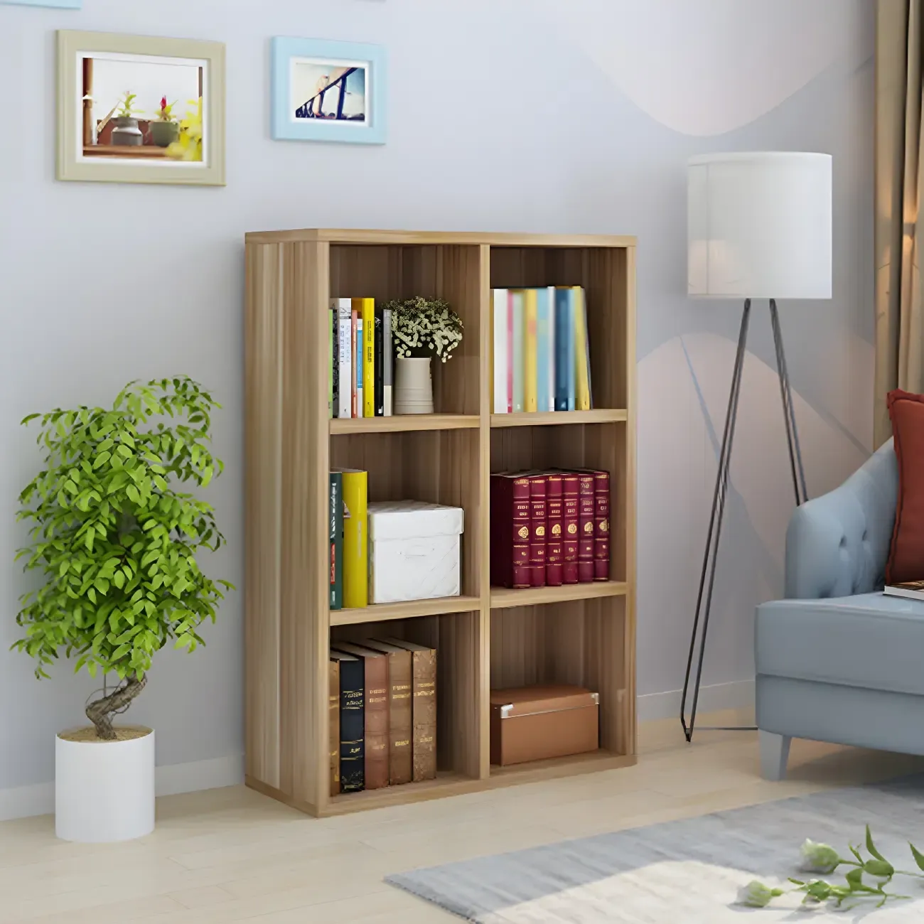 Scandinavian 3-Tier Black Cube Wood Bookcase  Image - 5