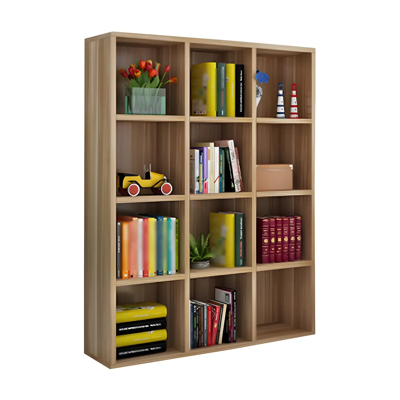 Scandinavian 3-Tier Black Cube Wood Bookcase  Image - 9 | homeyfad