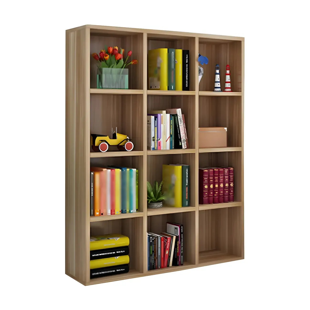 Scandinavian 3-Tier Black Cube Wood Bookcase  Image - 9