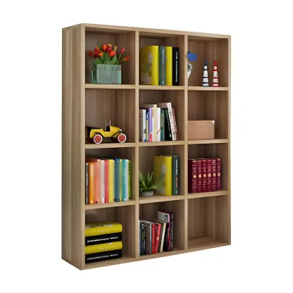 Scandinavian 3-Tier Black Cube Wood Bookcase  Image - 9