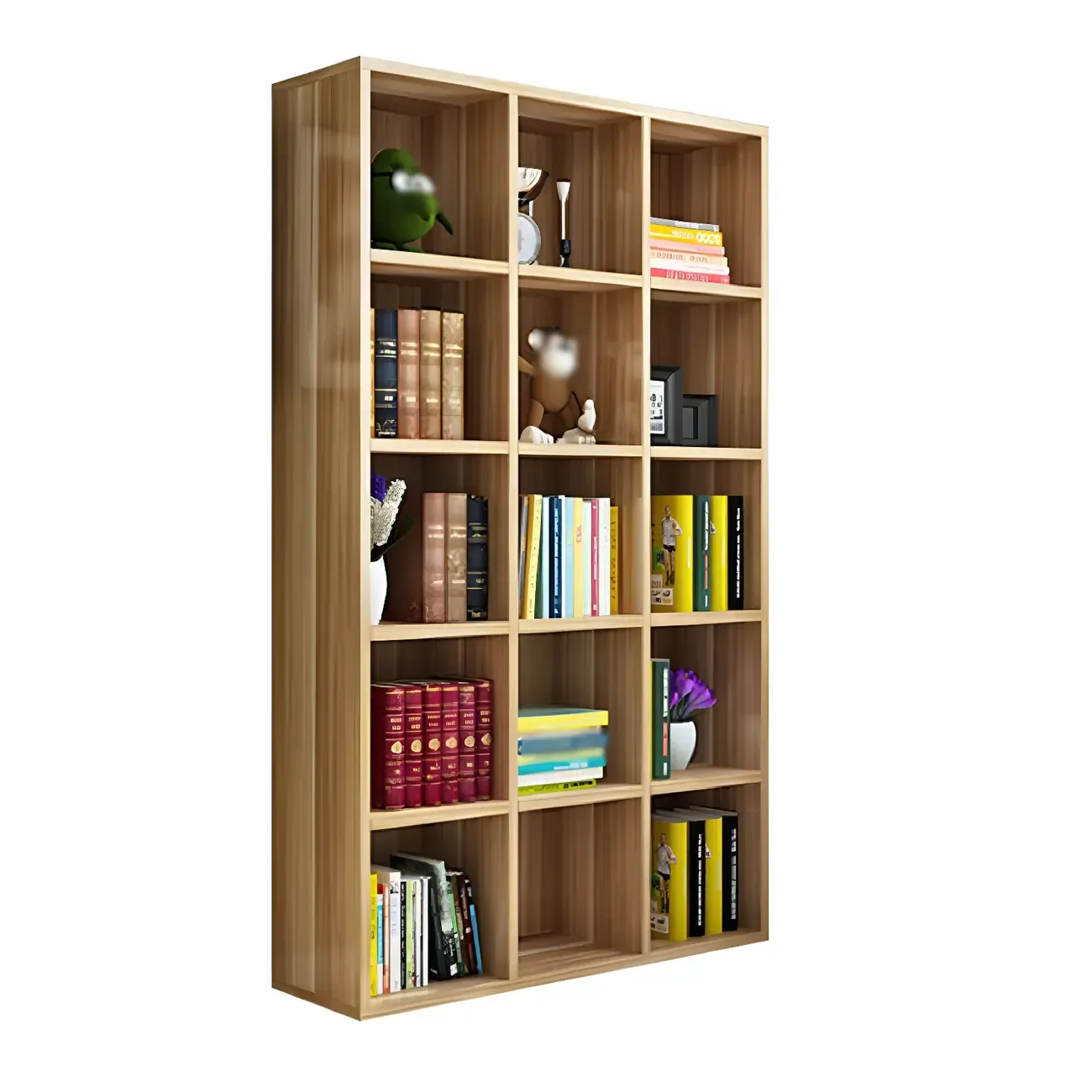 Scandinavian 3-Tier Black Cube Wood Bookcase  Image - 10