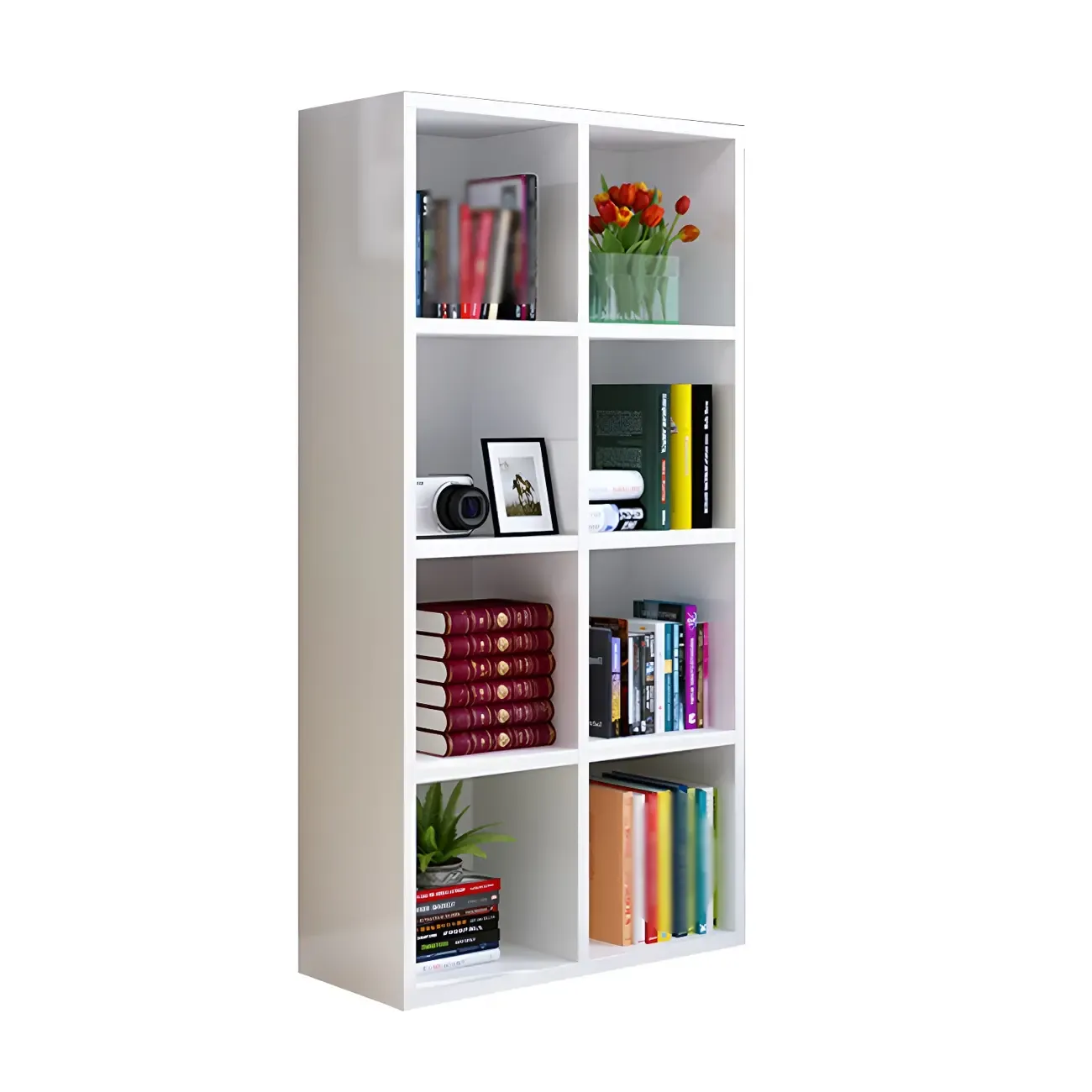 Scandinavian 3-Tier Black Cube Wood Bookcase  Image - 11