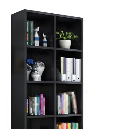 Scandinavian 3-Tier Black Cube Wood Bookcase  Image - 12
