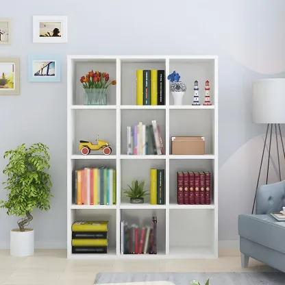 Scandinavian 3-Tier Black Cube Wood Bookcase  Image - 18