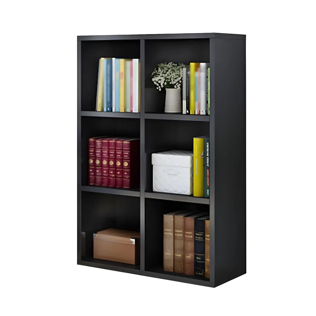 Scandinavian 3-Tier Black Cube Wood Bookcase  Image - 21
