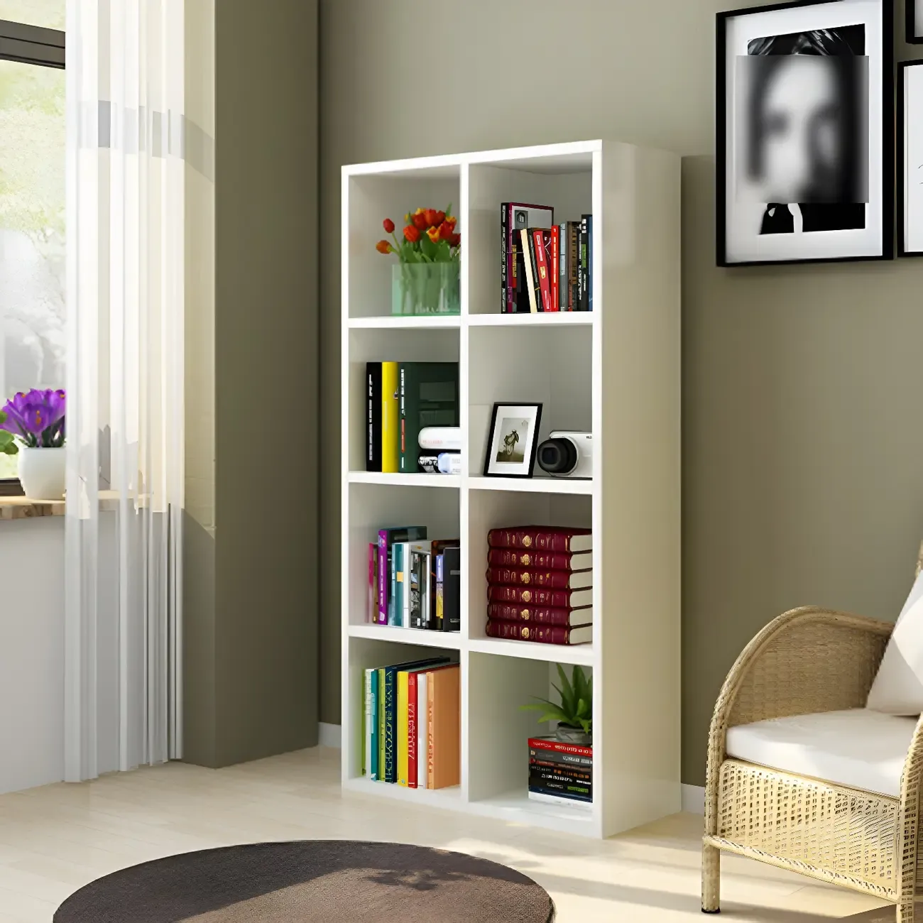 Scandinavian 3-Tier Black Cube Wood Bookcase  Image - 23