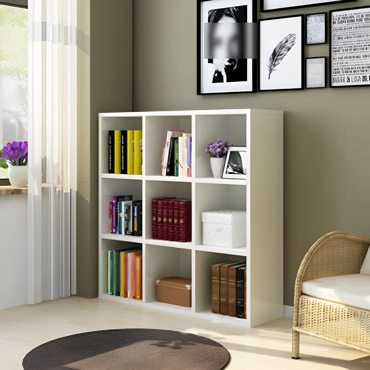 Scandinavian 3-Tier Black Cube Wood Bookcase  Image - 24 | homeyfad