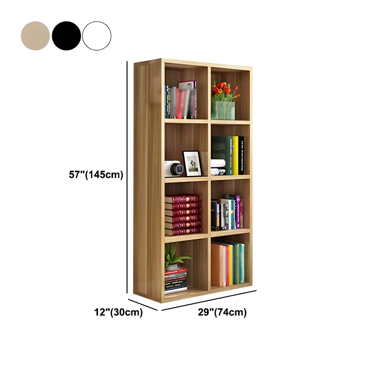 Scandinavian 3-Tier Black Cube Wood Bookcase  Image - 28