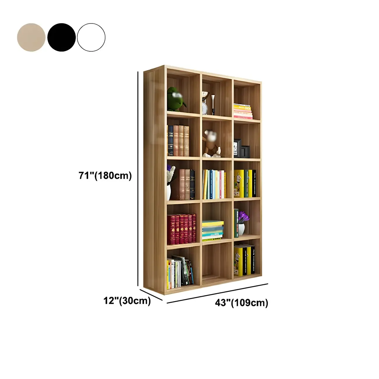 Scandinavian 3-Tier Black Cube Wood Bookcase  Image - 31