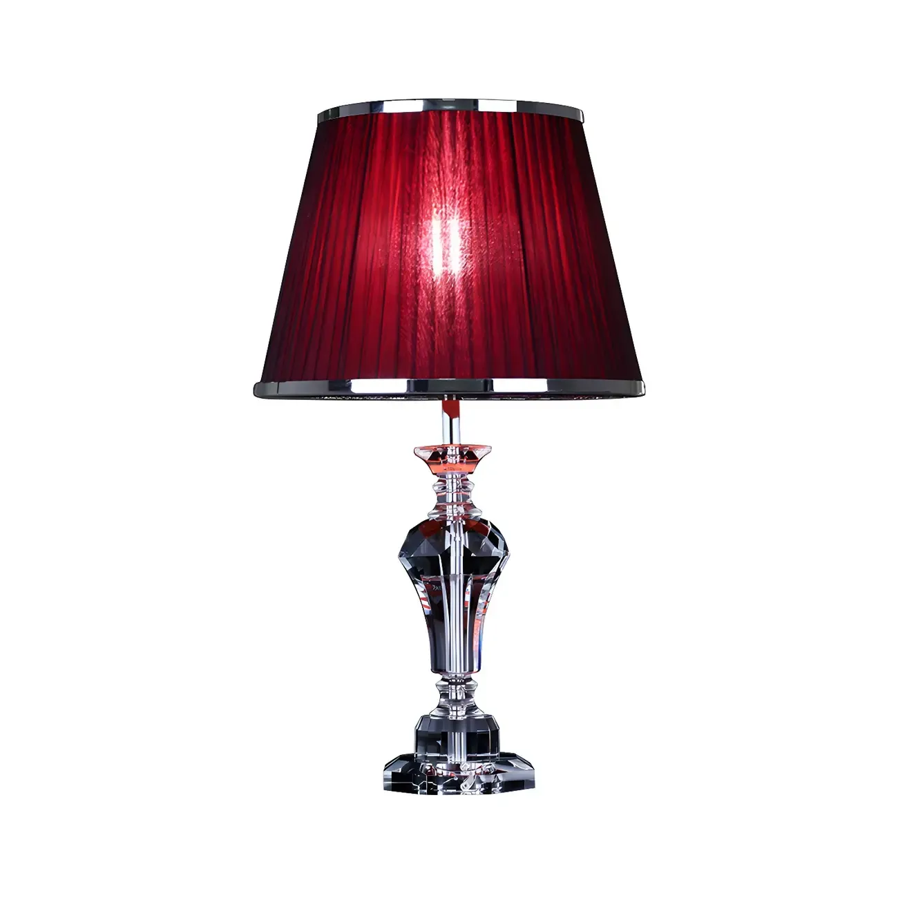 Urn-Shaped Table Light Contemporary Faceted Crystal 23"/25" Long 1 Head Red Small Desk Lamp Image - 4