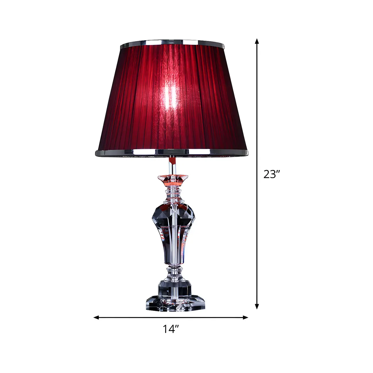 Urn-Shaped Table Light Contemporary Faceted Crystal 23"/25" Long 1 Head Red Small Desk Lamp Image - 5 | homeyfad