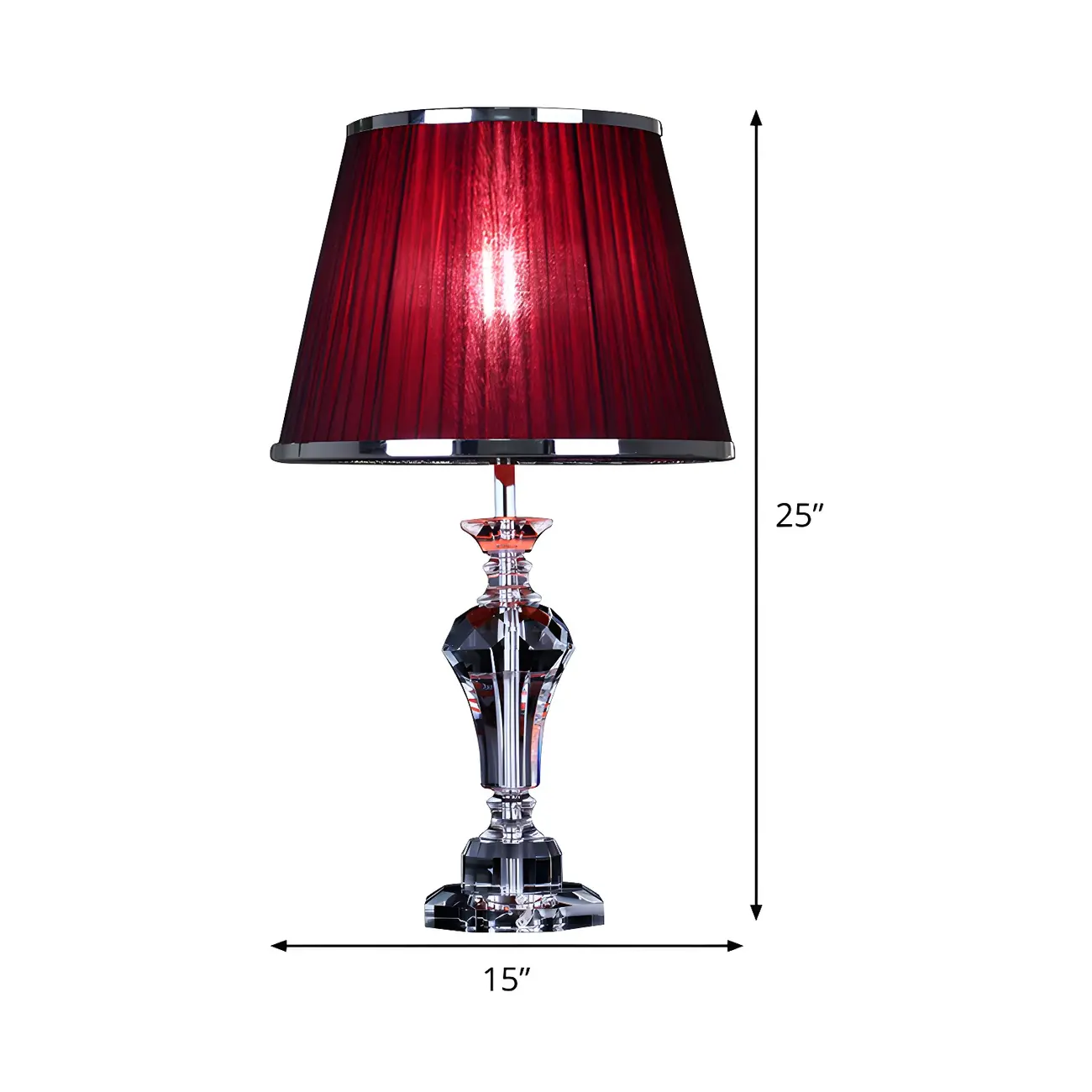 Urn-Shaped Table Light Contemporary Faceted Crystal 23"/25" Long 1 Head Red Small Desk Lamp Image - 6 | homeyfad