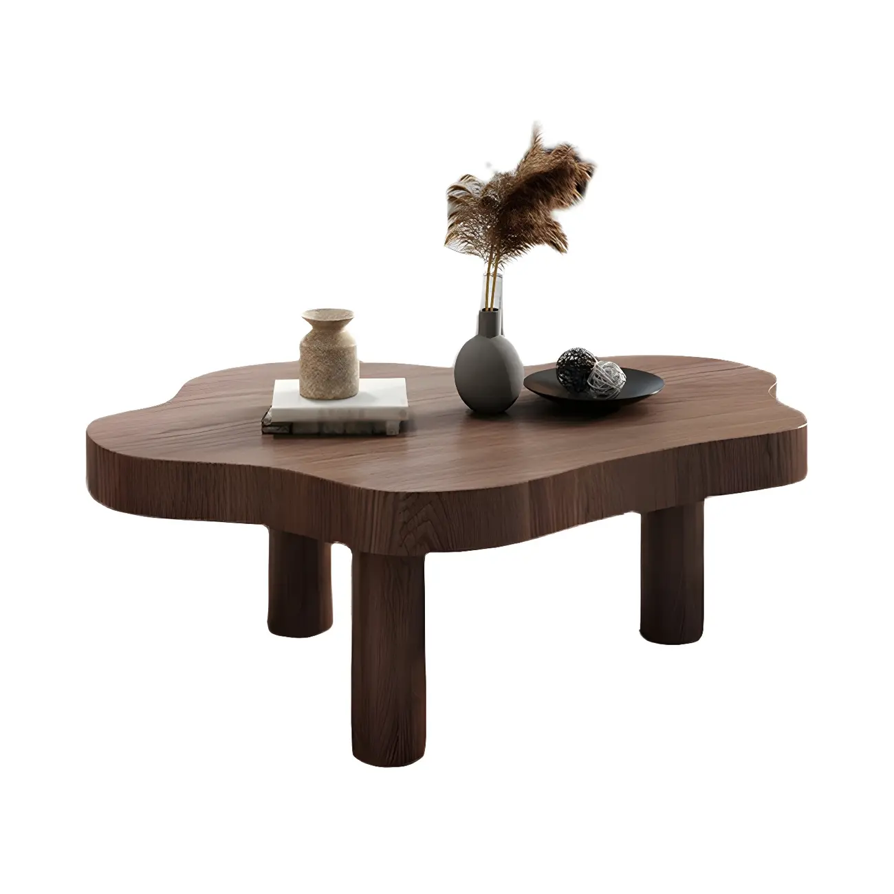Natural Cloud-Shaped Pine Coffee Table with 3 Legs Image - 7 | homeyfad