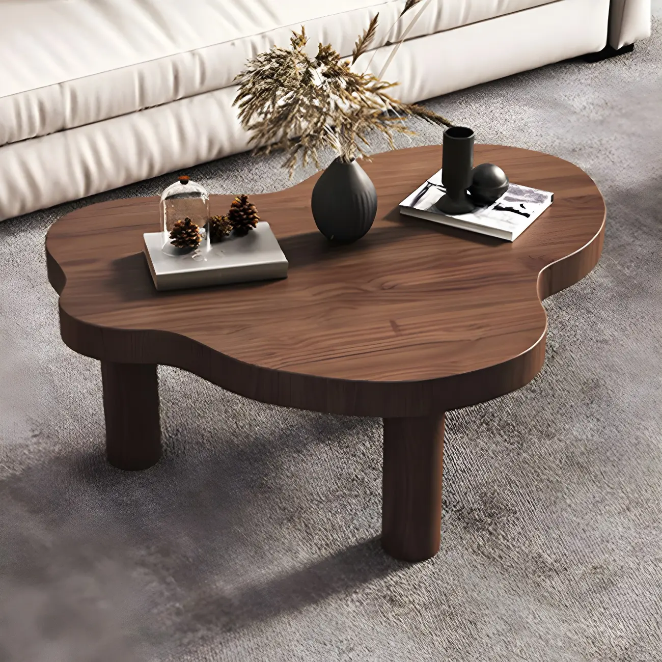 Natural Cloud-Shaped Pine Coffee Table with 3 Legs Image - 11 | homeyfad