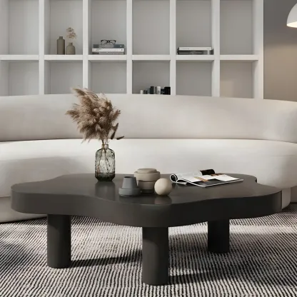 Natural Cloud-Shaped Pine Coffee Table with 3 Legs Image - 12