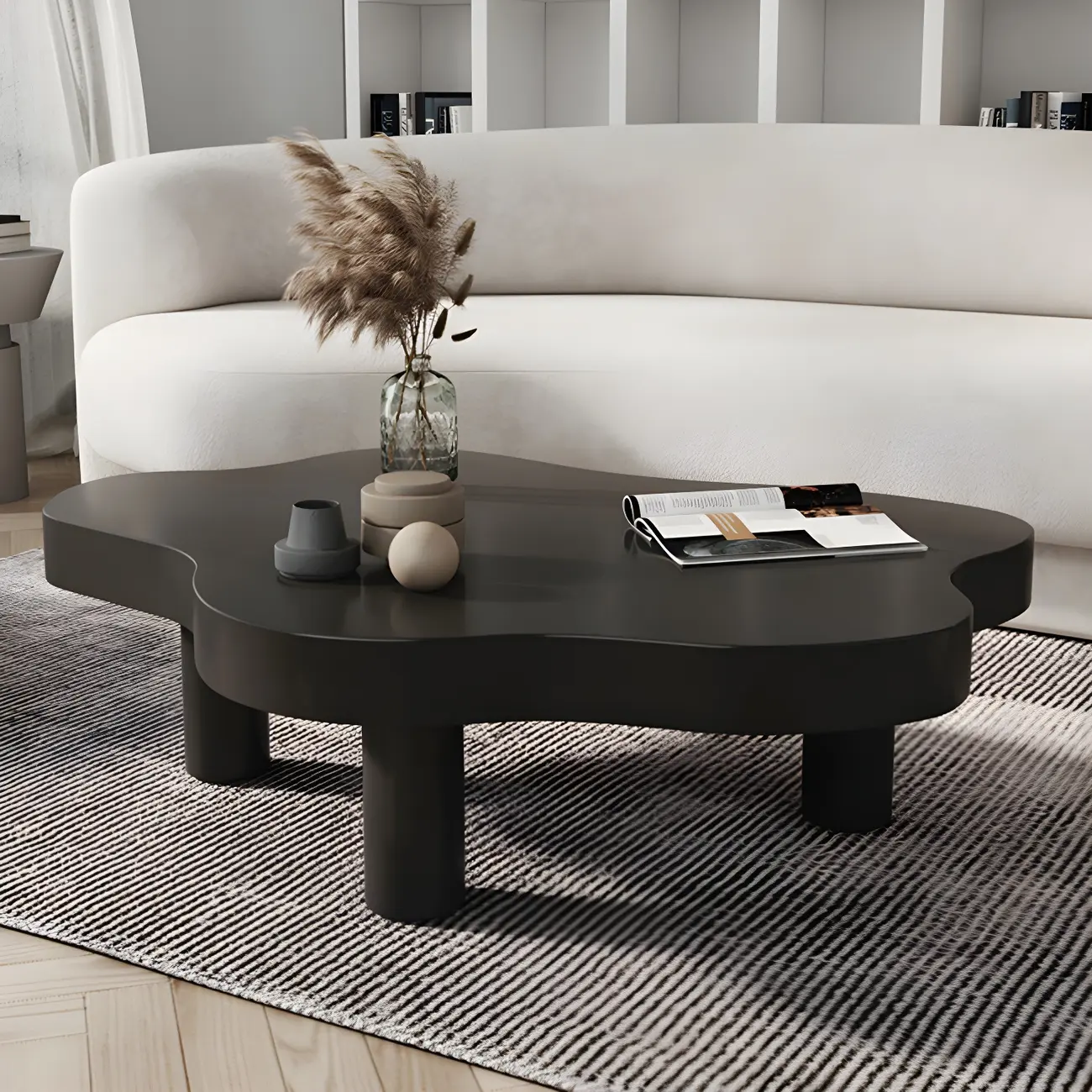 Natural Cloud-Shaped Pine Coffee Table with 3 Legs Image - 5 | homeyfad