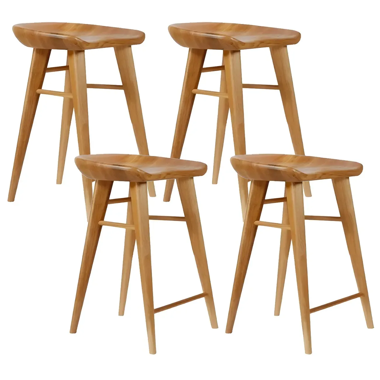 Counter Height Modern Wood Backless Bar Stool Image - 7