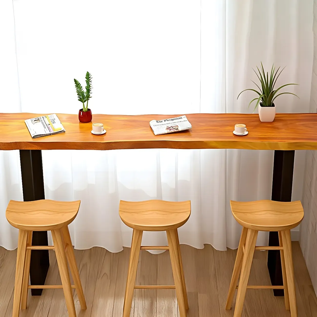 Counter Height Modern Wood Backless Bar Stool Image - 8