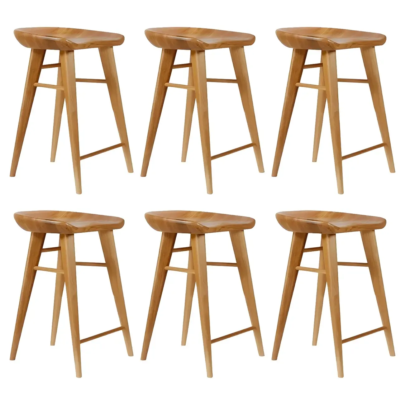 Counter Height Modern Wood Backless Bar Stool Image - 10
