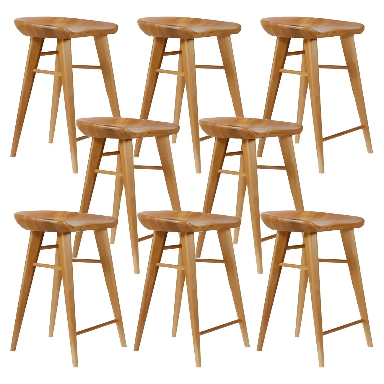 Counter Height Modern Wood Backless Bar Stool Image - 11