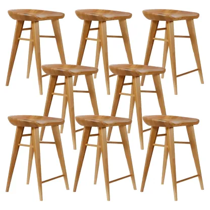 Counter Height Modern Wood Backless Bar Stool Image - 11