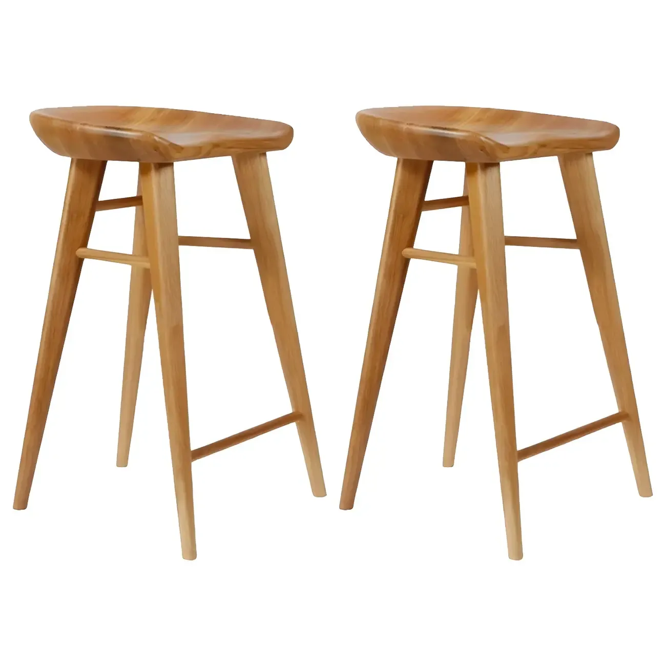 Counter Height Modern Wood Backless Bar Stool Image - 13